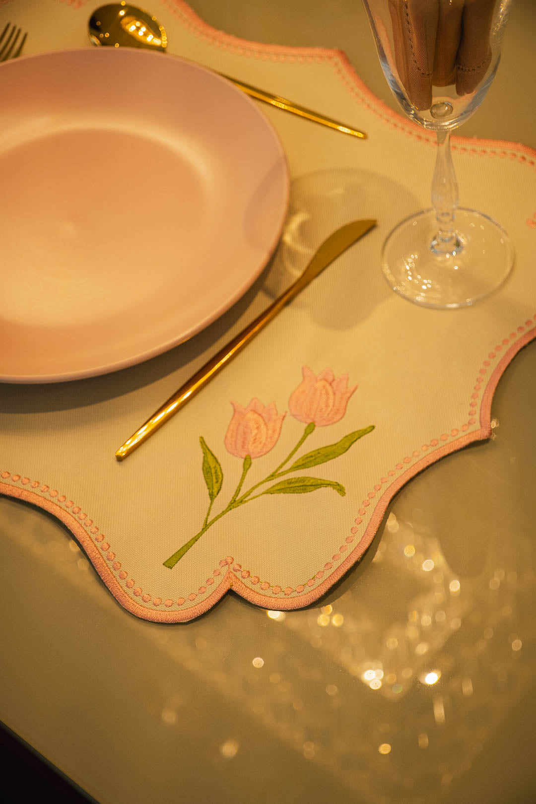 Jogo Americano Tulipa Rosa