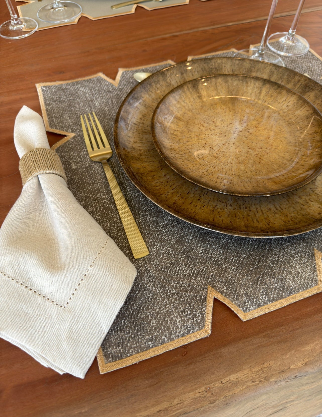 Lugar Americano Aura Jacquard Bege