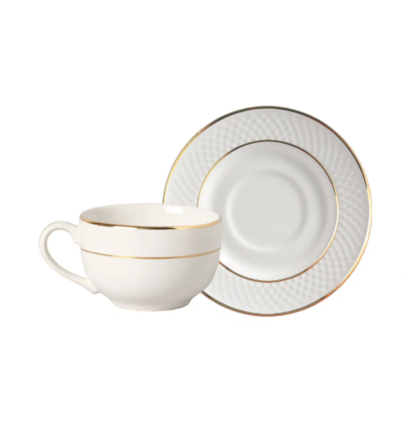 Xícara de Chá c/ Pires Borda Ouro