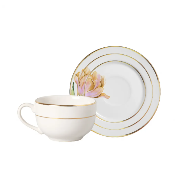 Xícara c/ Pires Borda Ouro Fiore