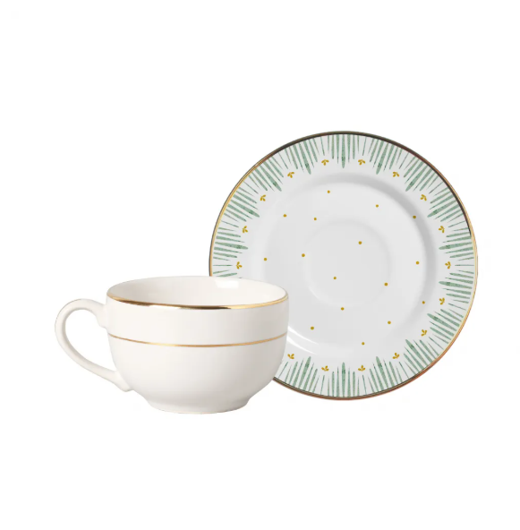 Xícara de Chá c/ Pires Borda Ouro Donatella