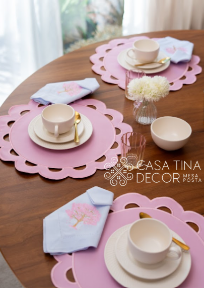 Kit Mesa Posta Jardim de Ipê Rosa