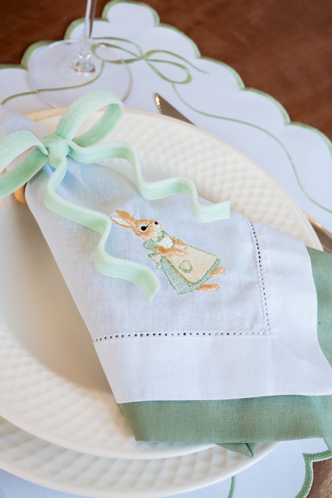 Lugar Americano Laço Verde Malva