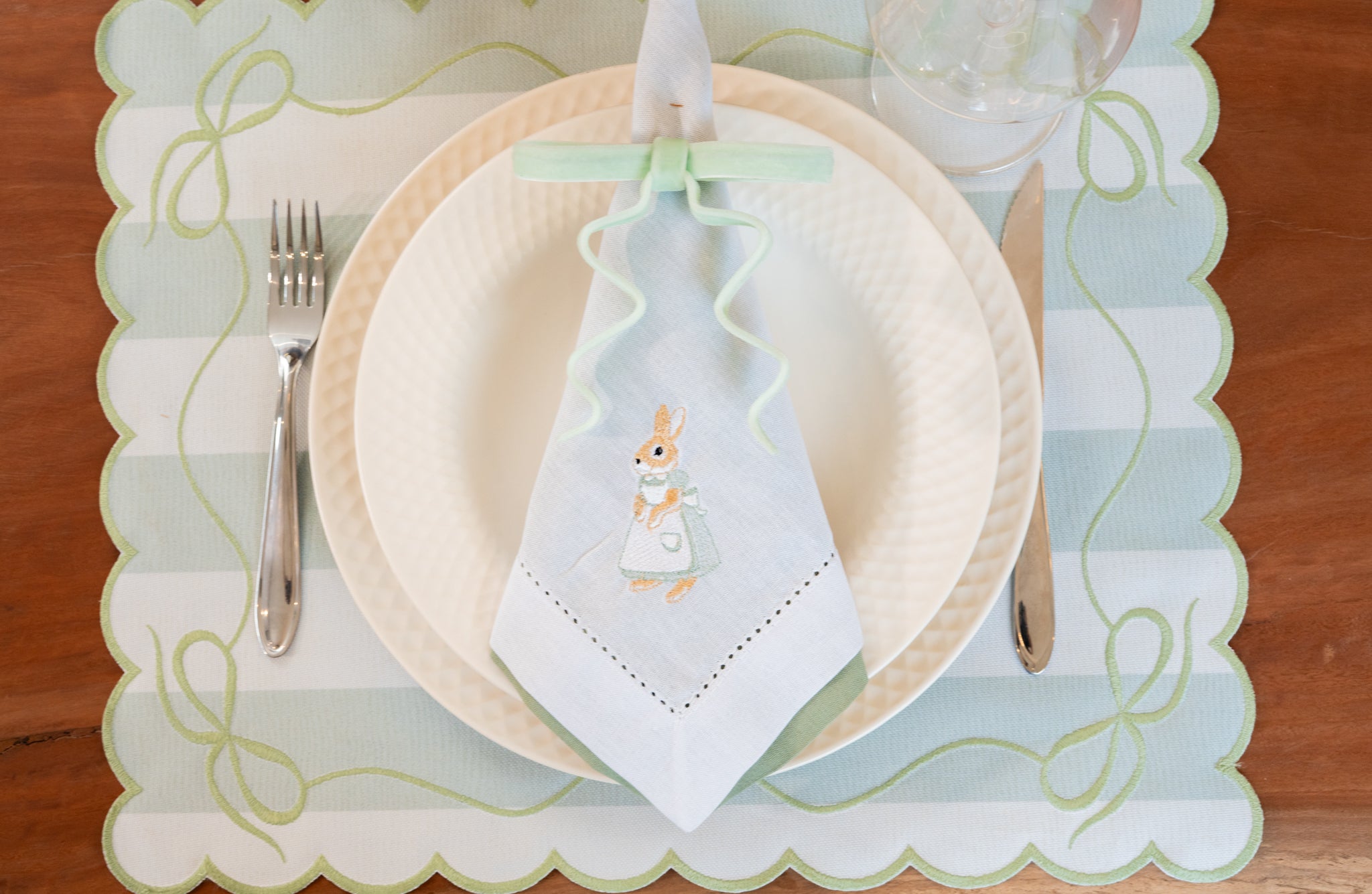 Lugar Americano Laço Verde Malva