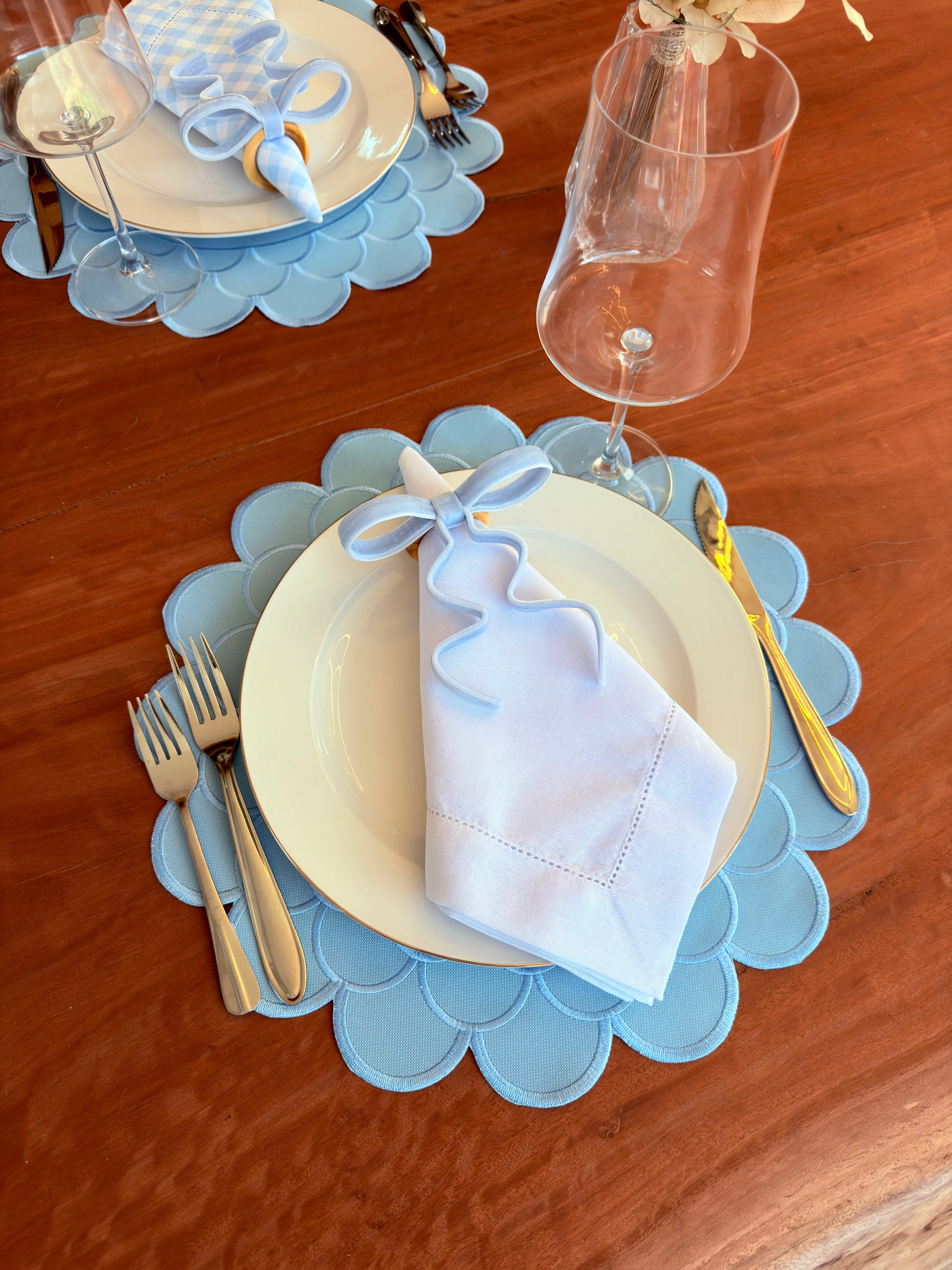 Porta Guardanapo Laço Azul Claro