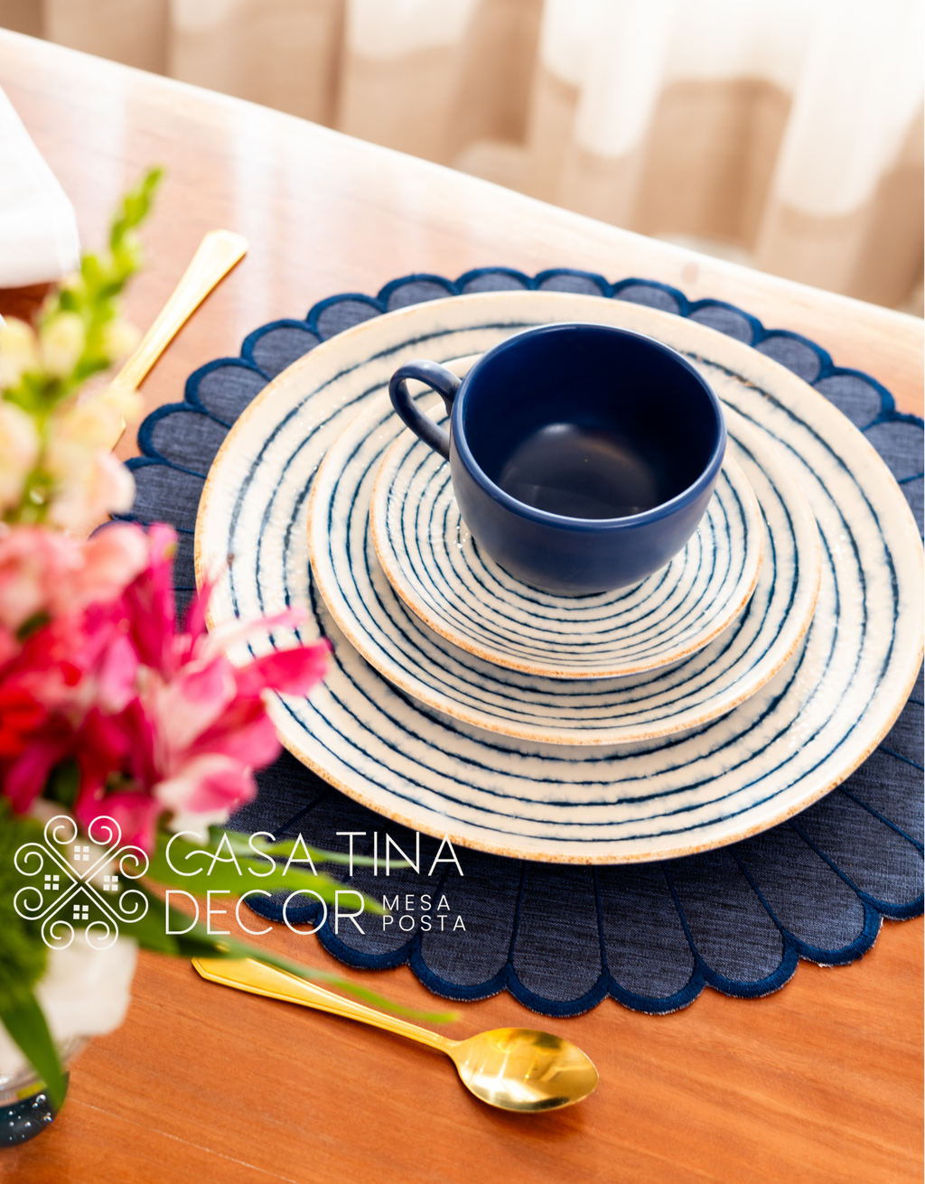 Lugar Americano Almond Azul Marinho
