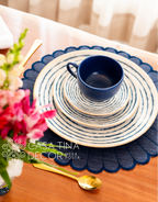 Lugar Americano Almond Azul Marinho