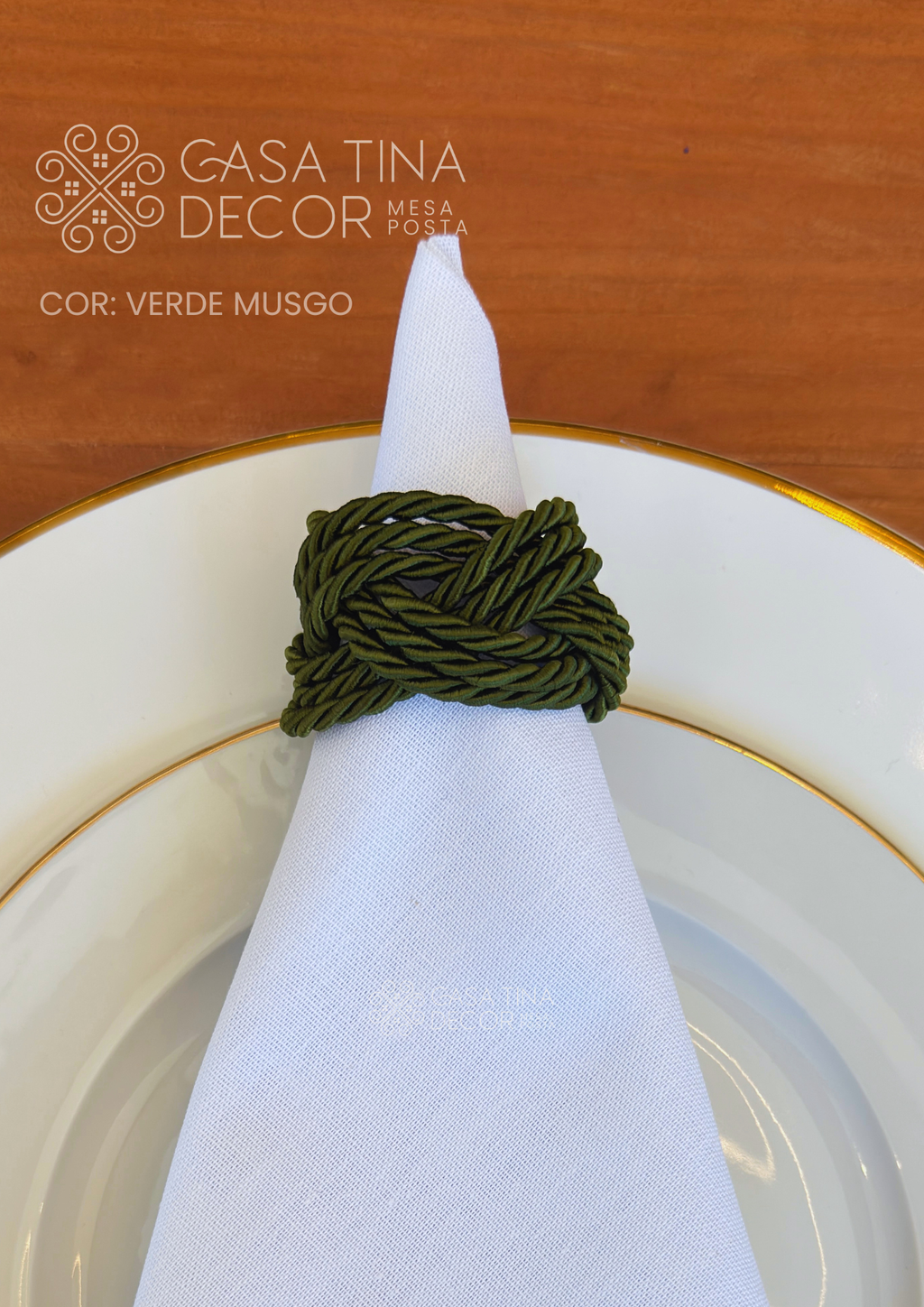 Porta Guardanapo Cordão Verde Musgo
