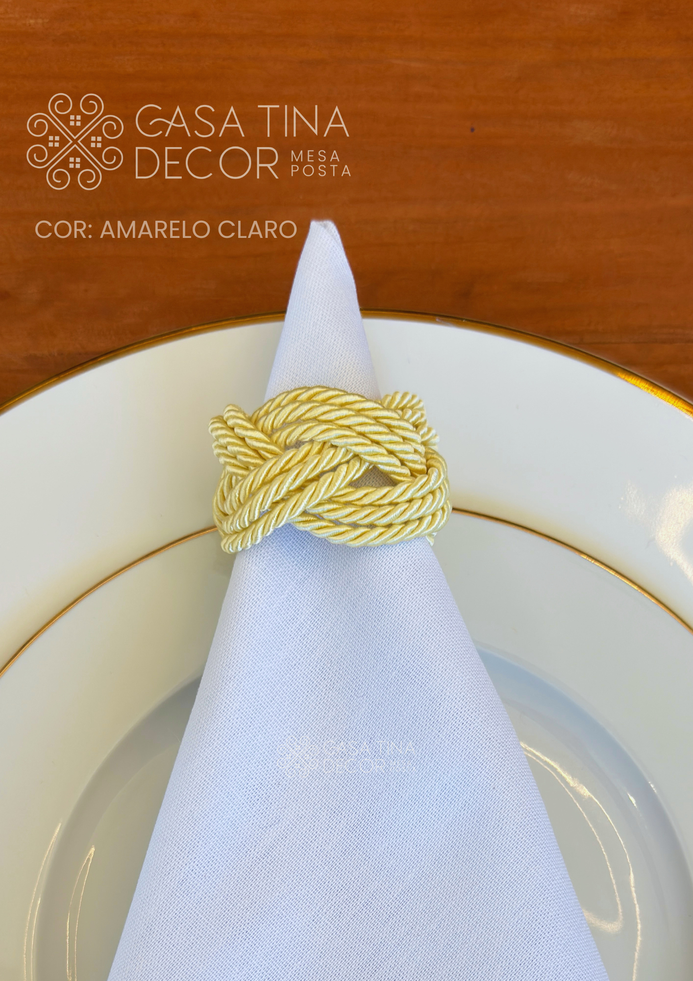 Porta Guardanapo Cordão Amarelo Claro