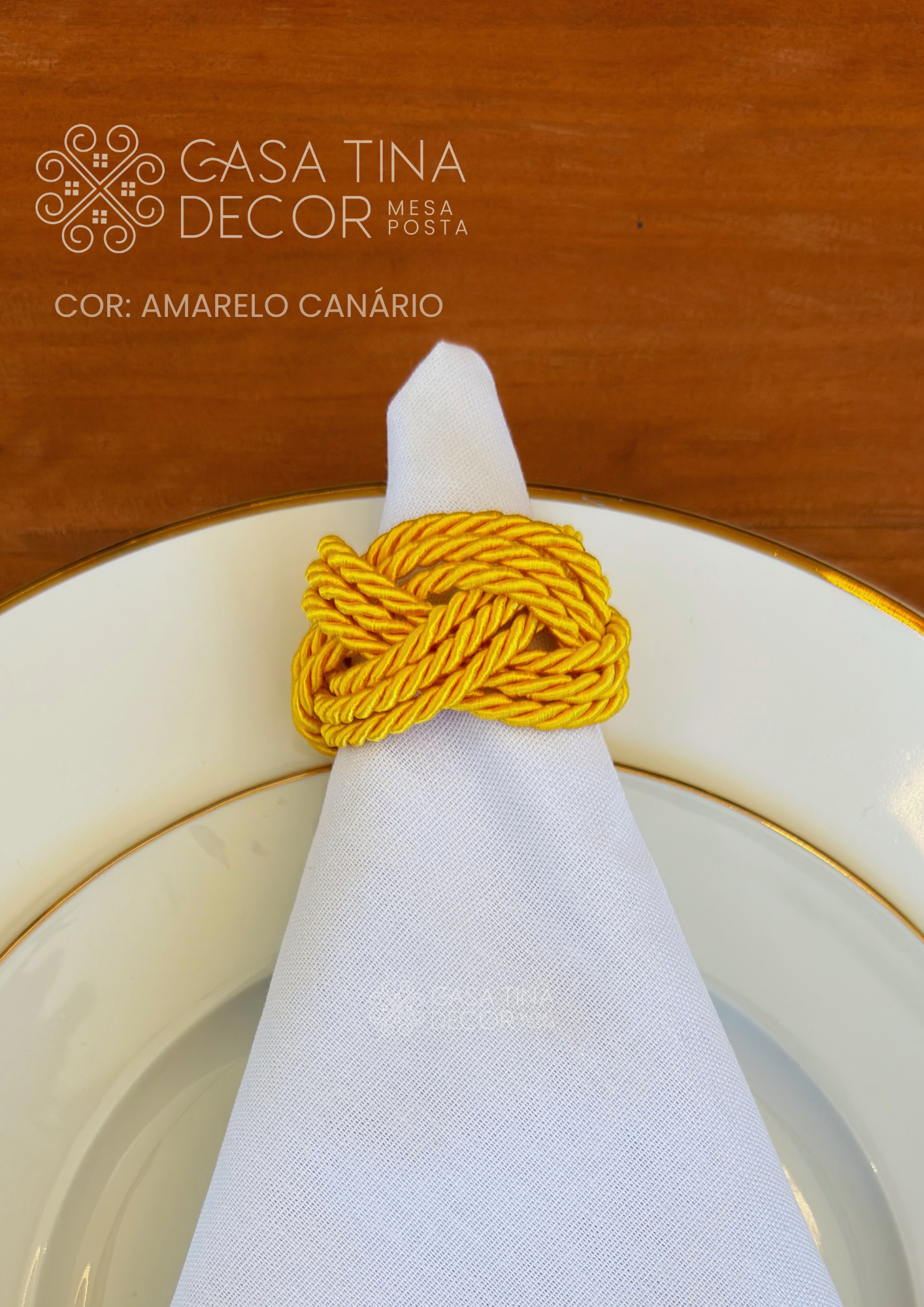 Porta Guardanapo Cordão Amarelo Canário