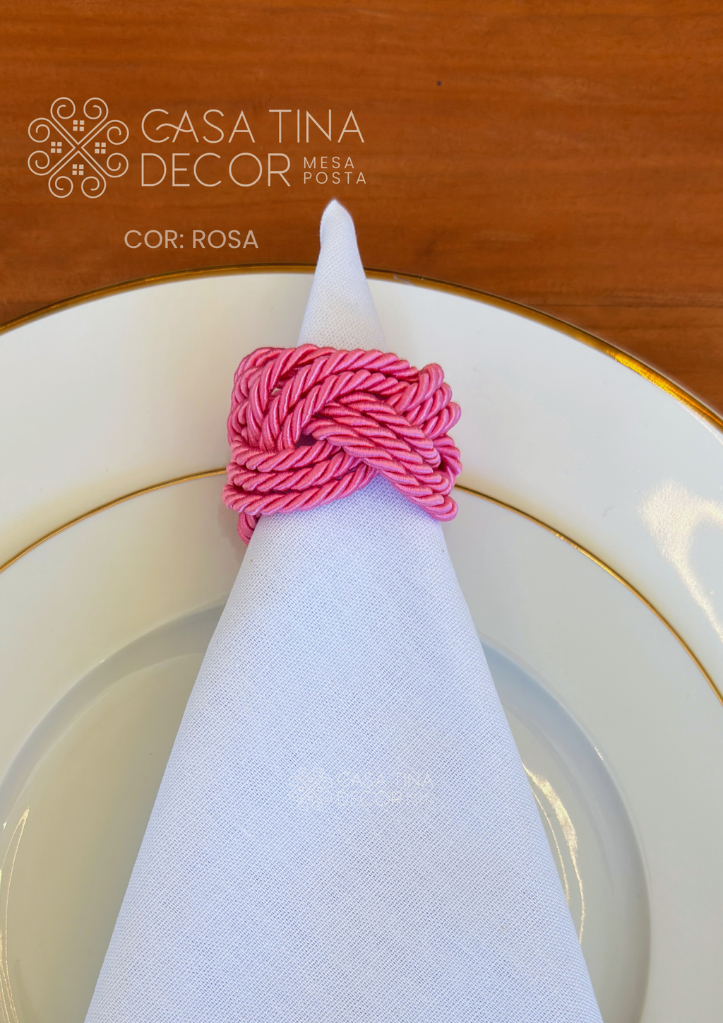 Porta Guardanapo Cordão Rosa