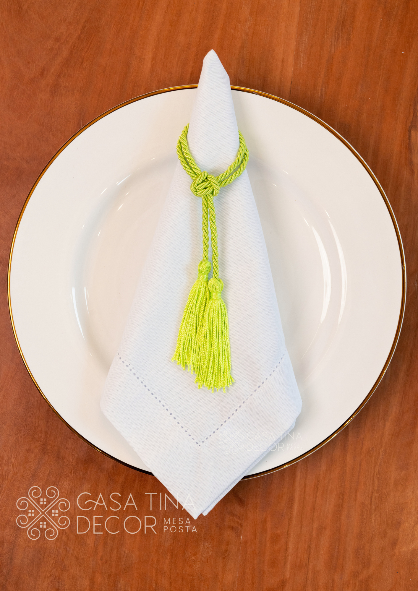 Porta Guardanapo Tassel Verde Cana
