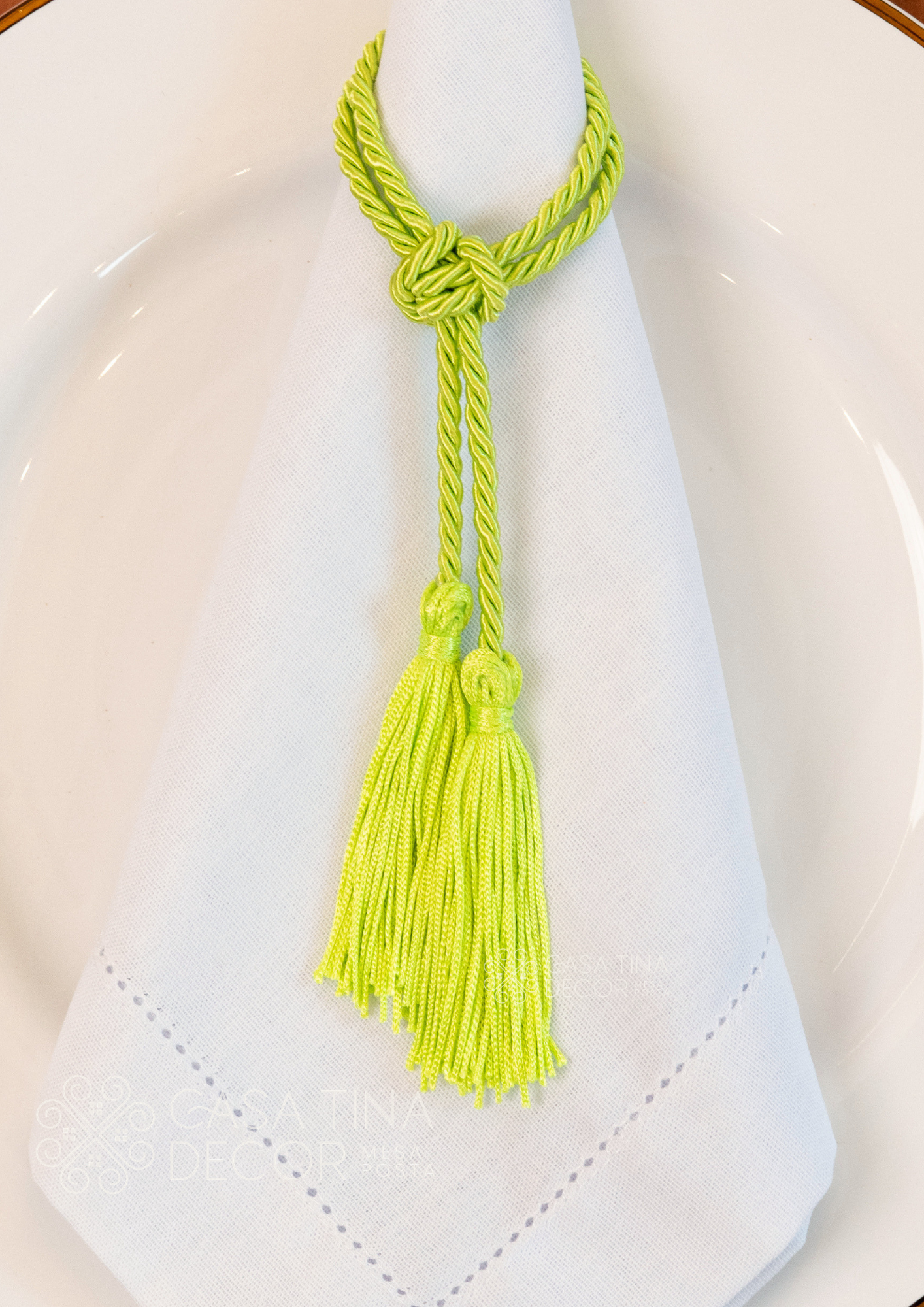 Porta Guardanapo Tassel Verde Cana