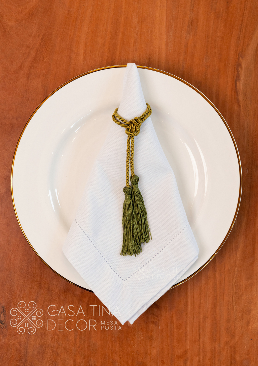 Porta Guardanapo Tassel Verde Musgo