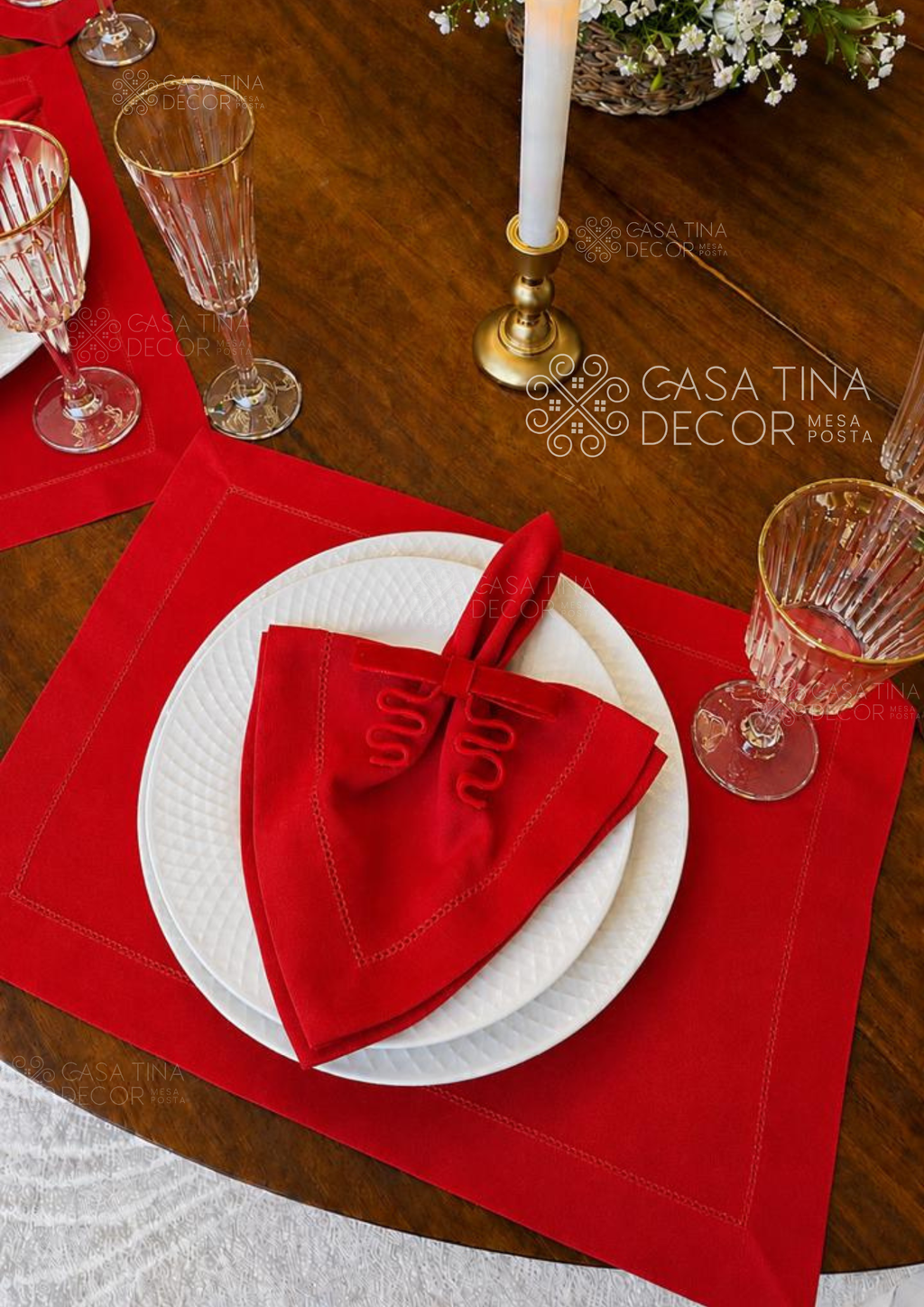 Lugar Americano de Linho Vermelho