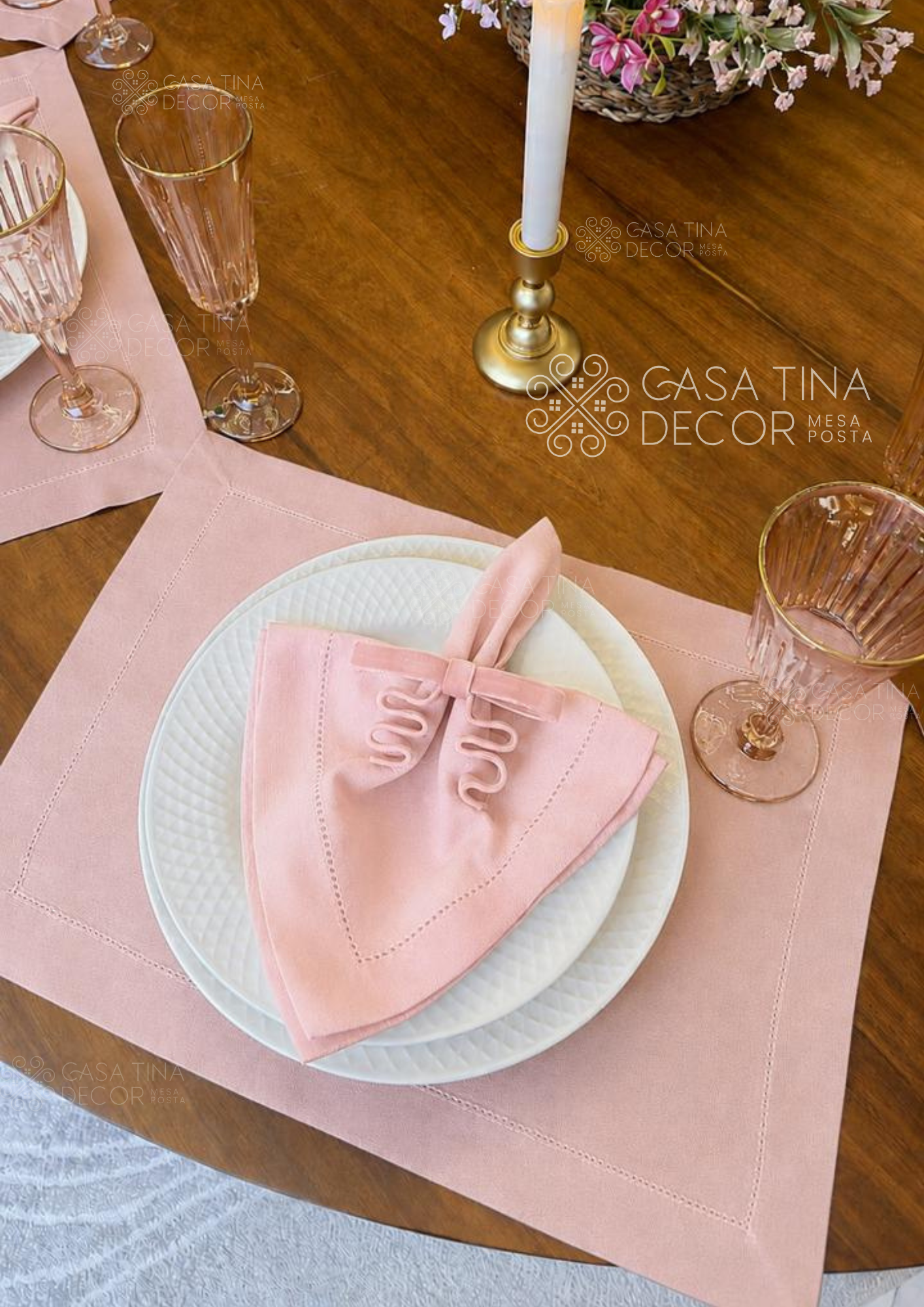 Lugar Americano de Linho Rosa Claro