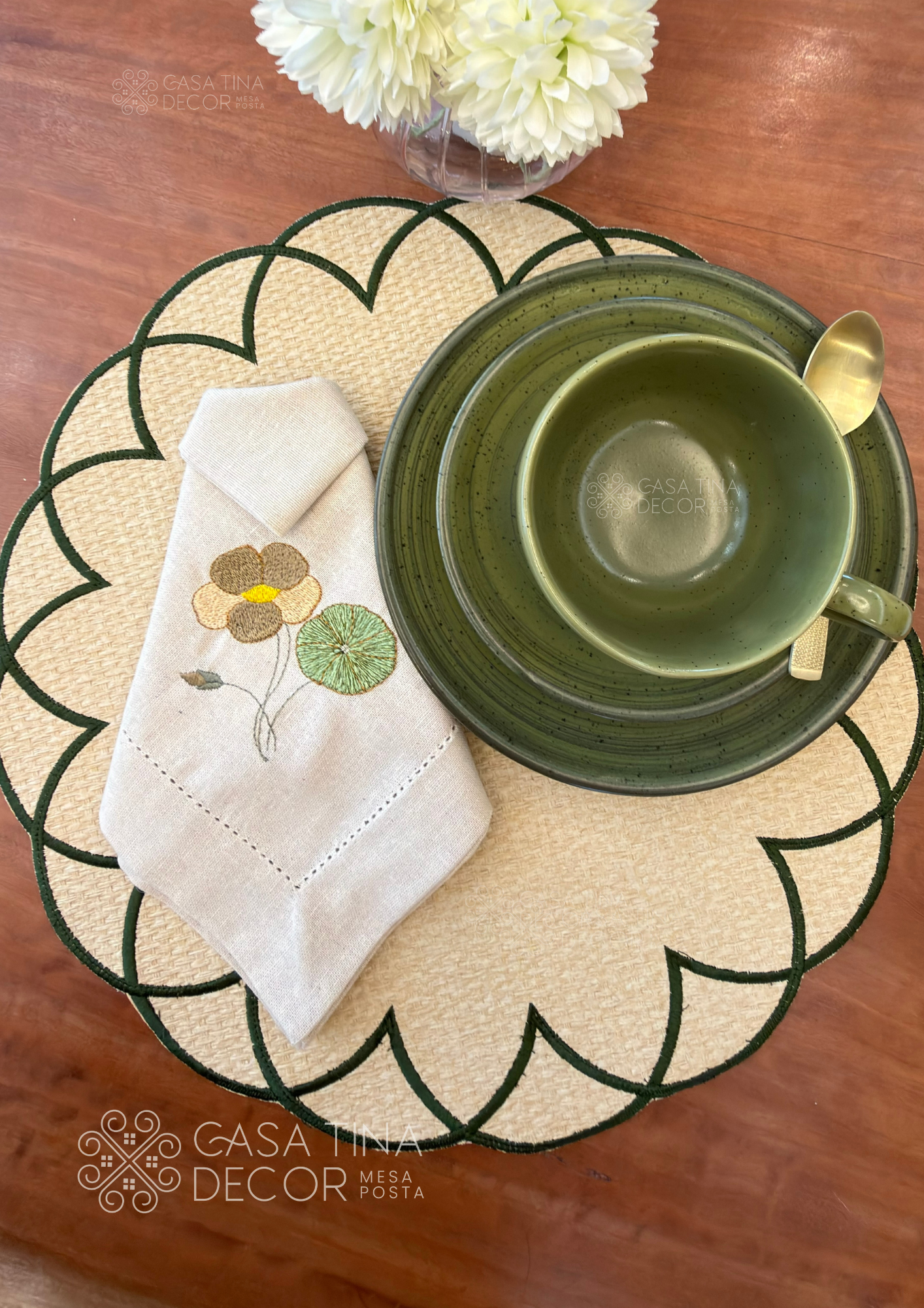 Kit Mesa Posta Jardim Verde