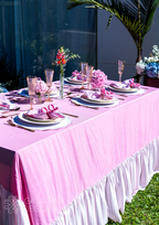 Toalha de Mesa Rosa com Listrado