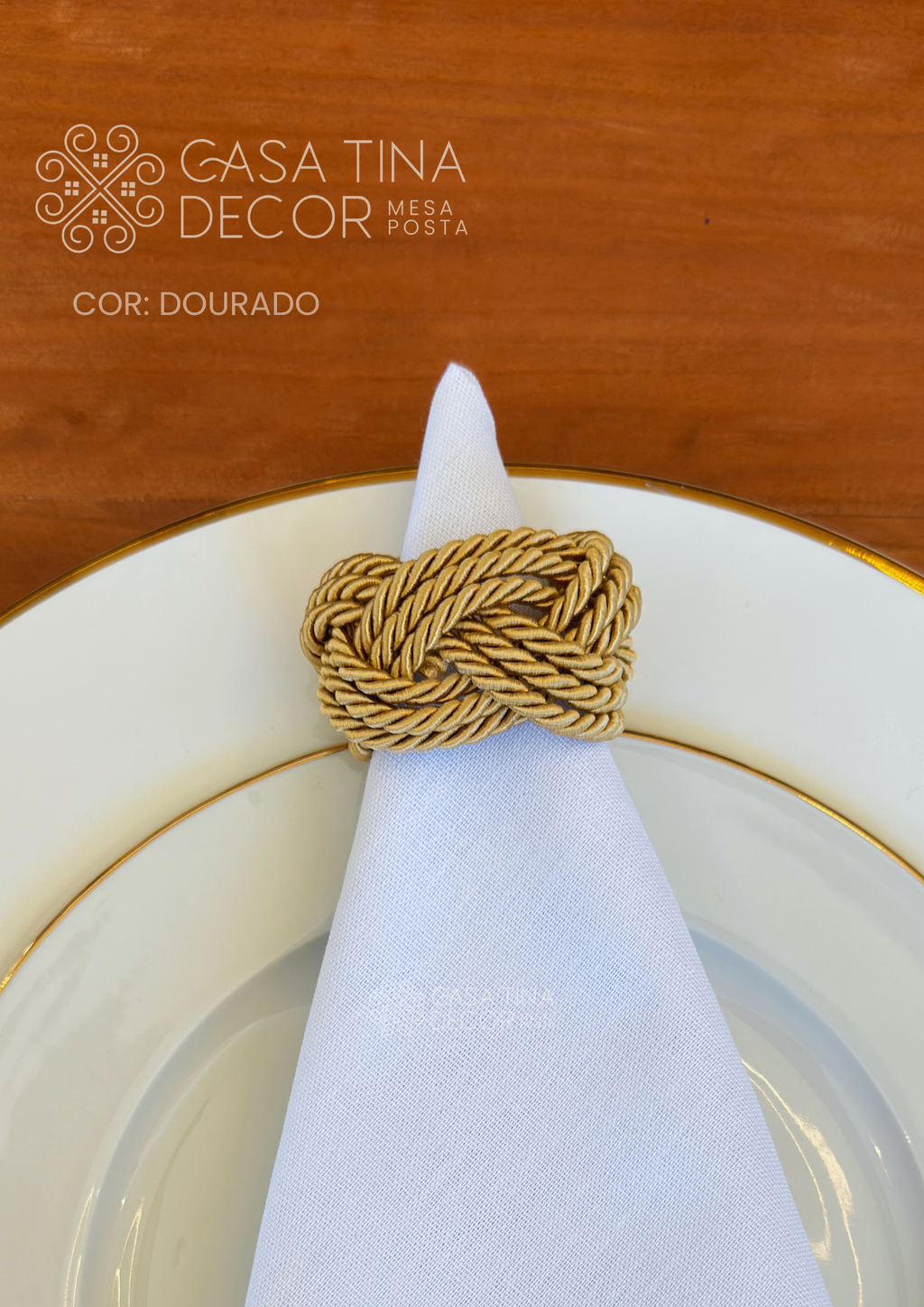 Porta Guardanapo Cordão Dourado