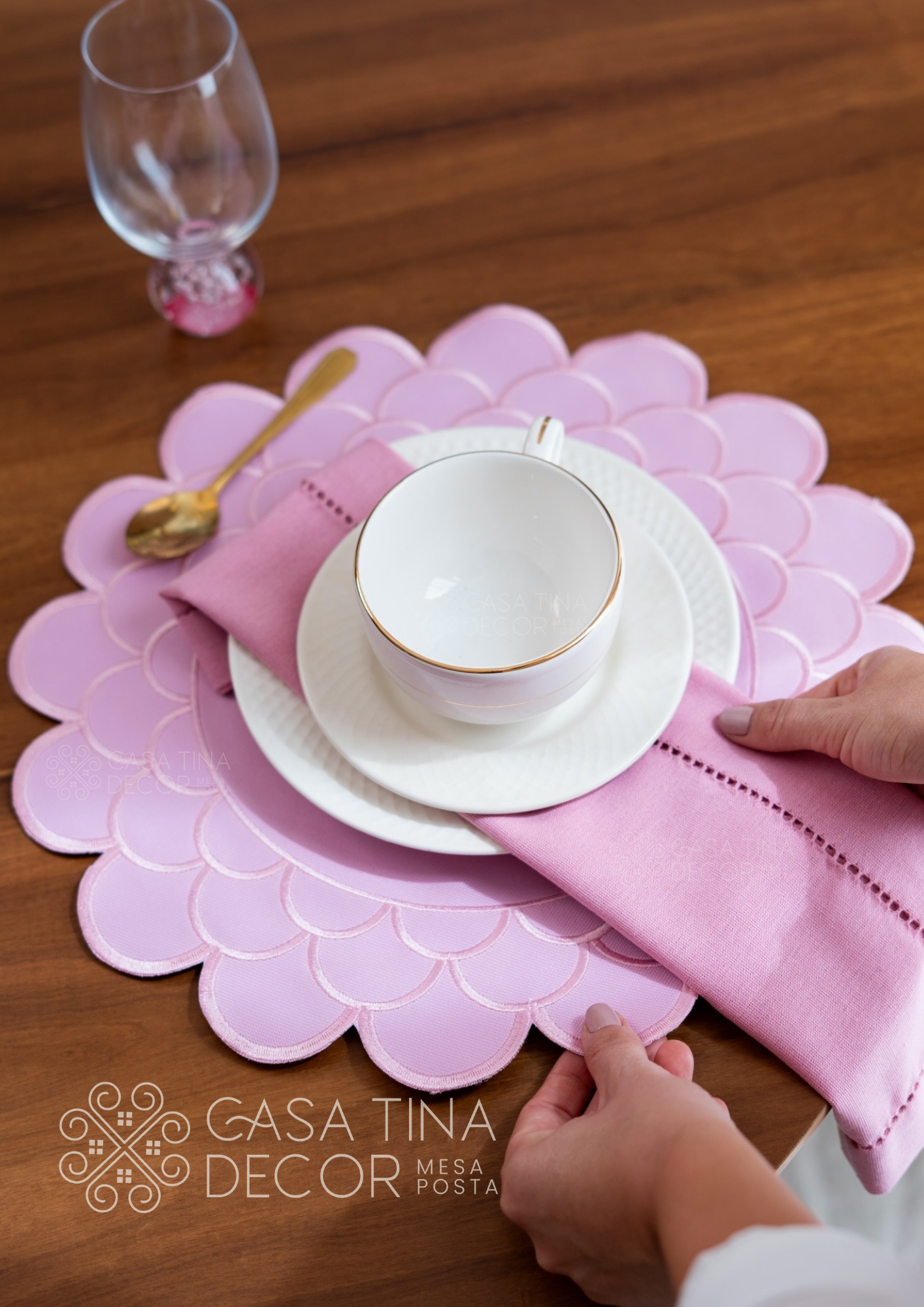 Kit Mesa Posta Garden Rosa