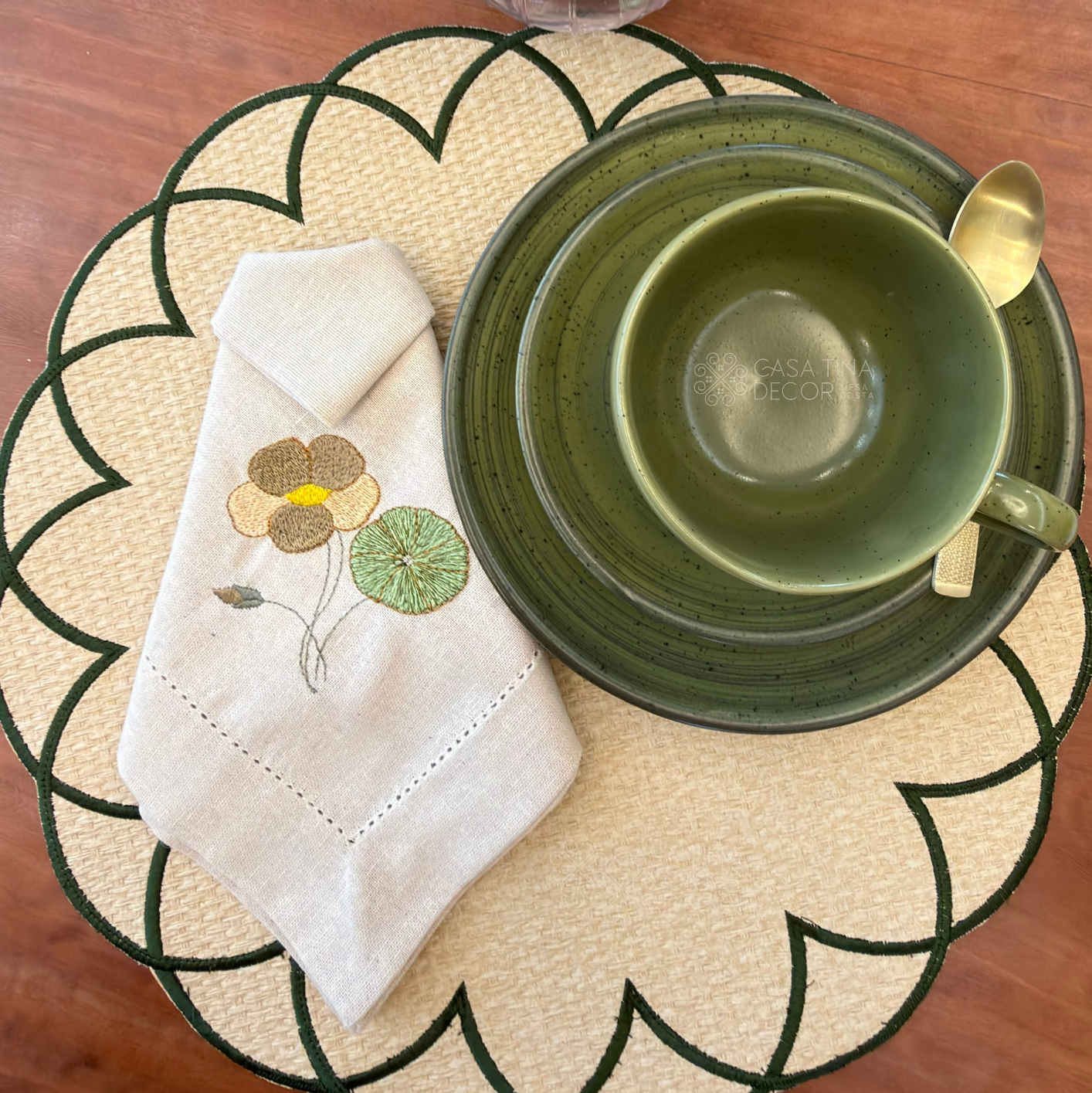 Kit Mesa Posta Jardim Verde