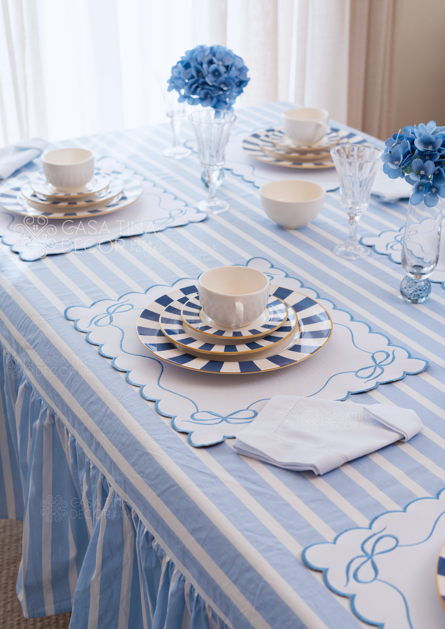 Toalha de Mesa Listrado Azul