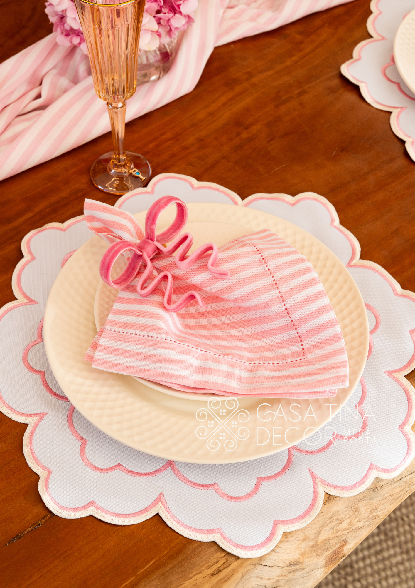 Lugar Americano Candy Xadrez Rosa