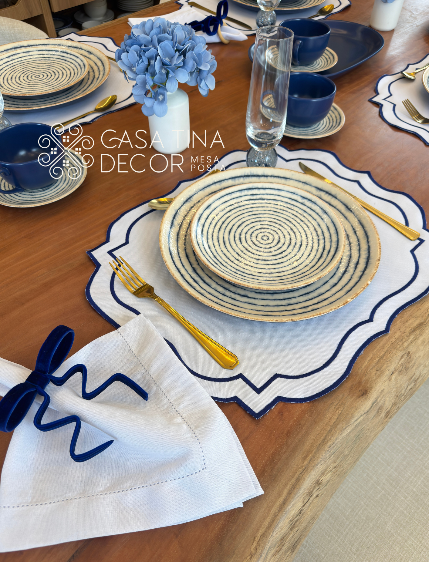 Lugar Americano Duo Xadrez Azul Royal