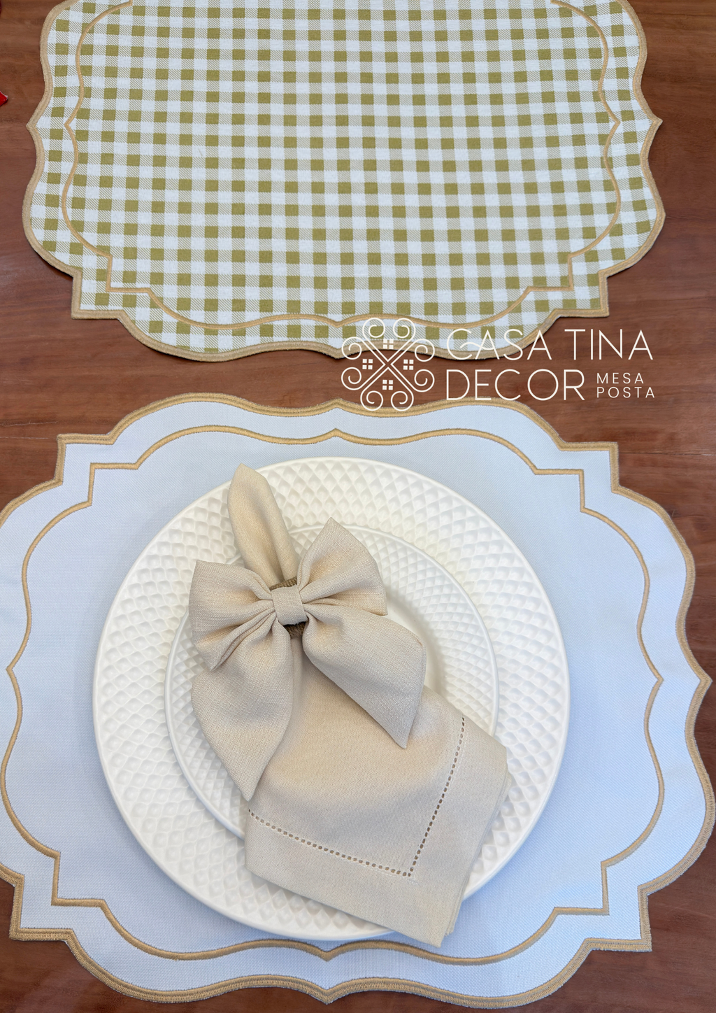 Lugar Americano Duo Xadrez Bege