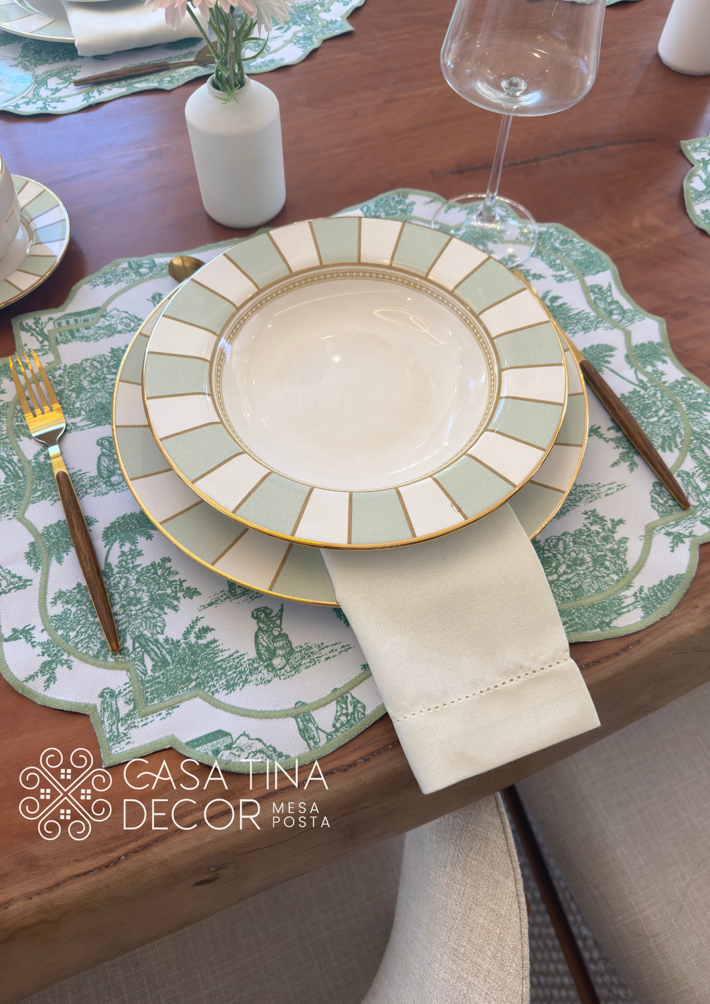 Lugar Americano Toile de Jouy Verde