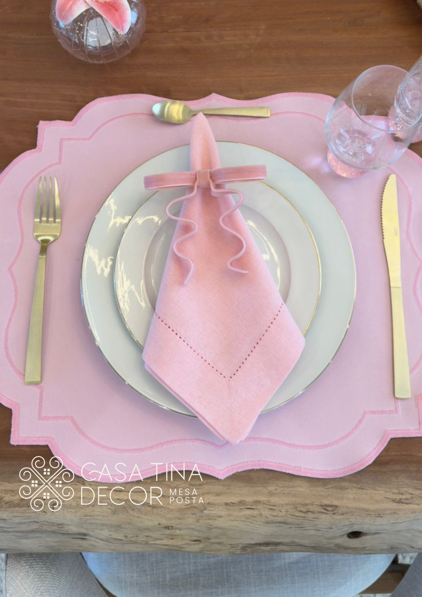 Lugar Americano Toile de Jouy Rosa