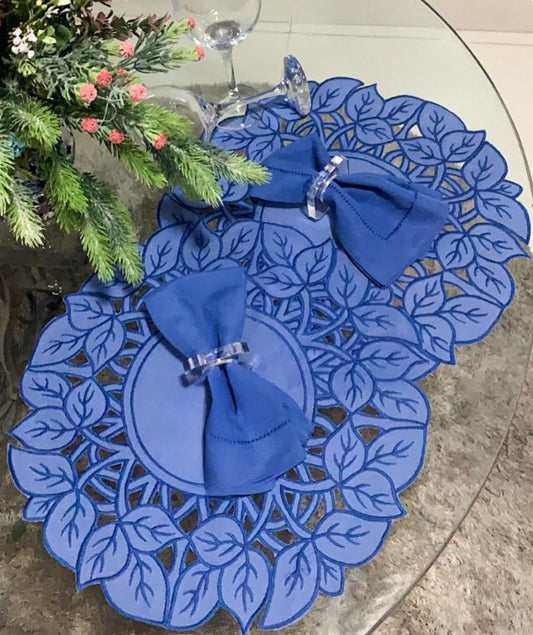 Kit Richelieu - Azul Escuro (guardanapo + jogo americano)