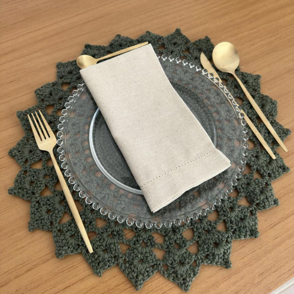 Jogo Americano Crochê Moss Green