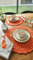 Lugar Americano Crochê Orange