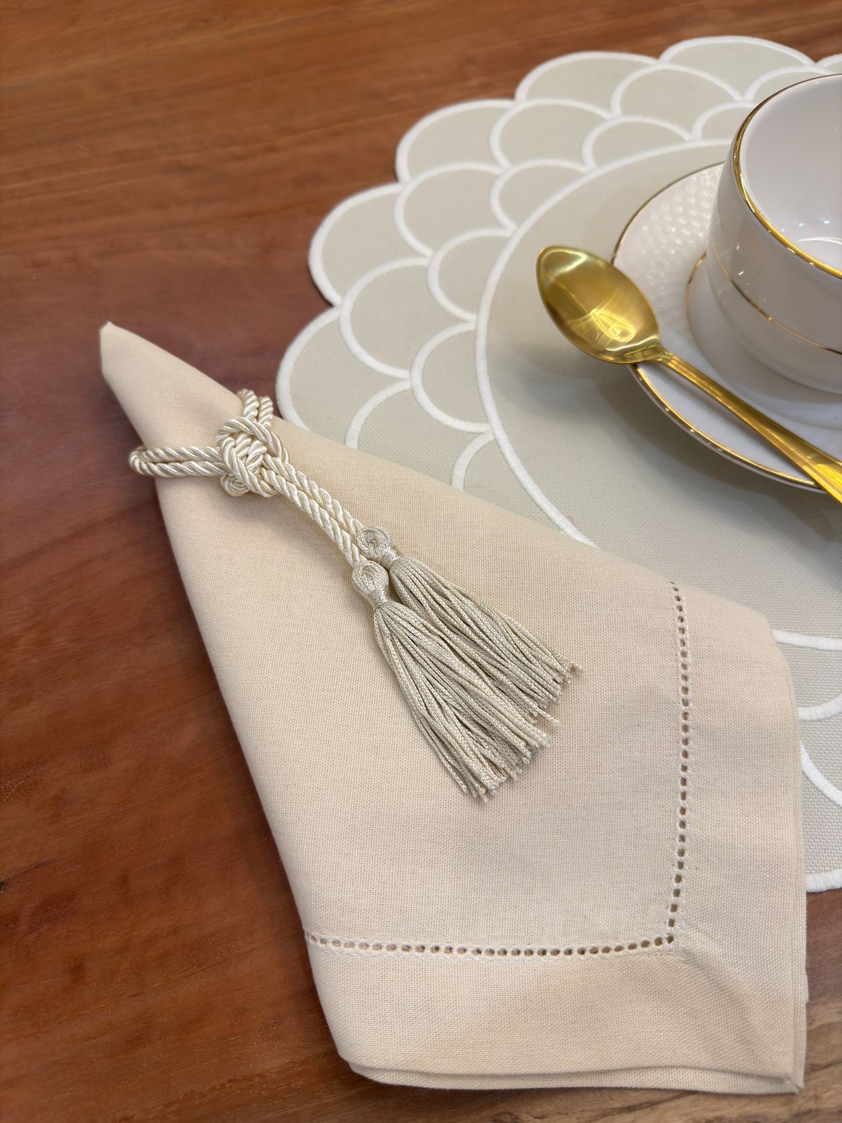 Porta Guardanapo Tassel Off White
