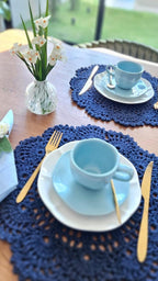 Lugar Americano Crochê Blue